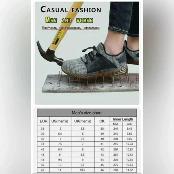 Indestructible Beyond Protection Black White Soft Steel Toe Mens Sneakers Sz 40 - Picture 3 of 13